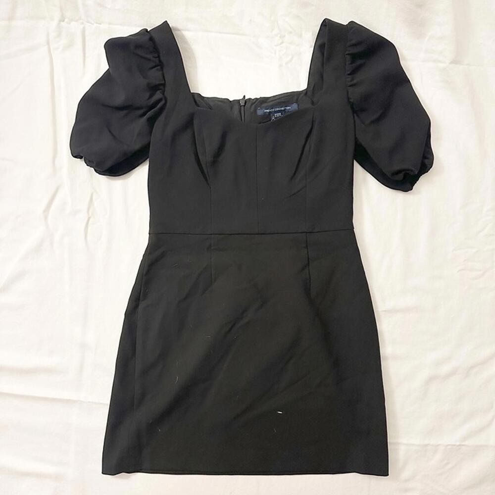 french connection berina puff sleeve dress black size 8